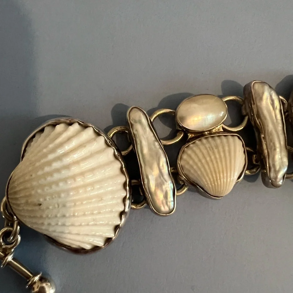 Charles Albert .950 Sterling Silver Shell Bracelet - Picture 2 of 8